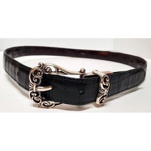 Brighton Belt 34 Concho Crocodile Embossed Reversible Black/Brown Western B40099